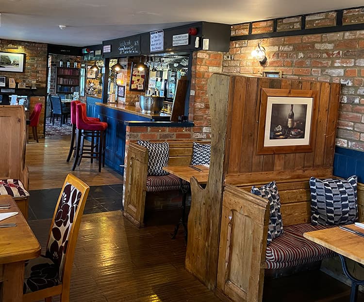 Spacious bar area inside the pub
